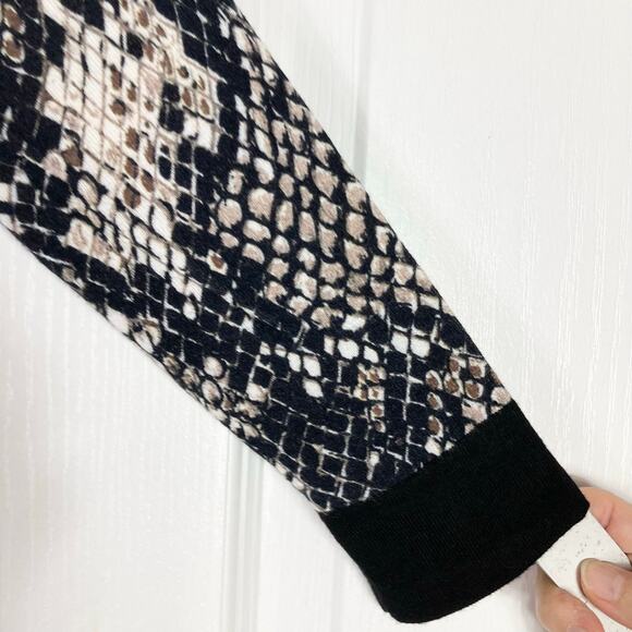 NWOT KAREN MILLEN Cardigan US XS Snakeskin-Print Shiny-Silver-Button-Up Long-Slv - Picture 5 of 10